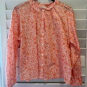 LOFT Orange and White Floral Top